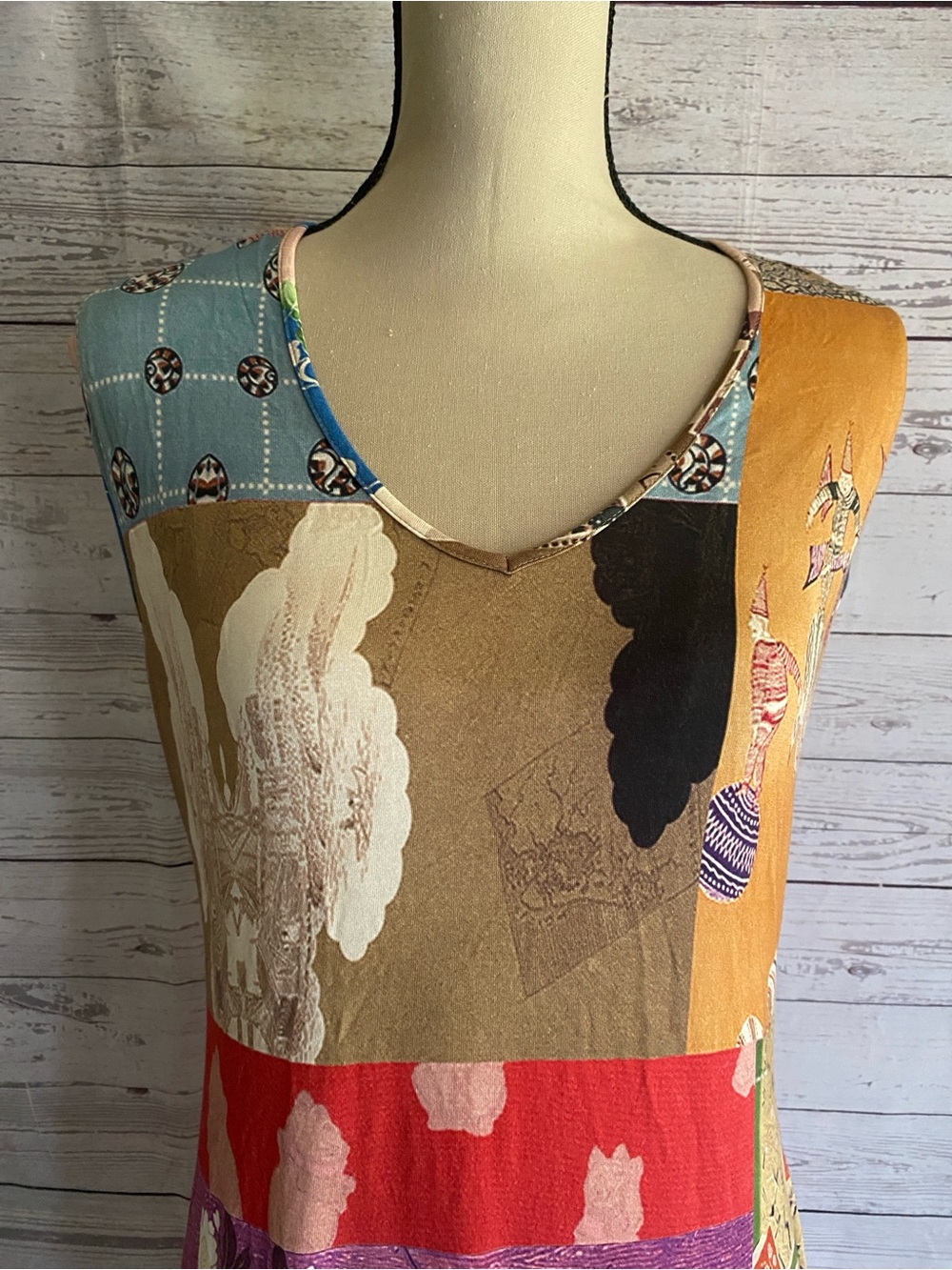 Johnny Was Tokyo High-Slit Bamboo Dress Multicolored Size Small New - Picture 3 of 15